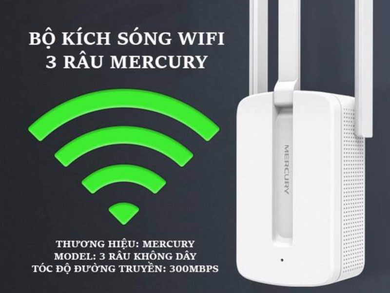 Bộ kích sóng wifi Mercury MW310re 300Mbps 3 râu - 7