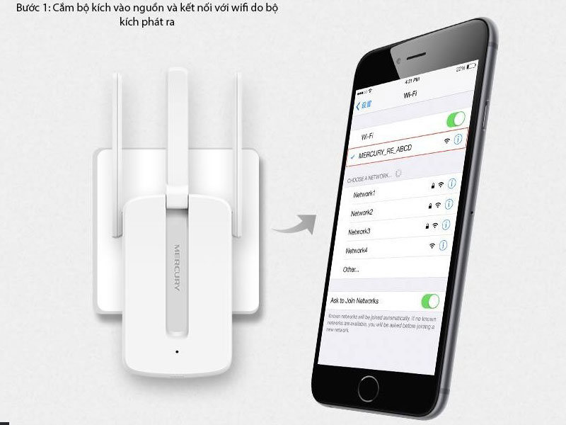 Bộ kích sóng wifi Mercury MW310re 300Mbps 3 râu - 8